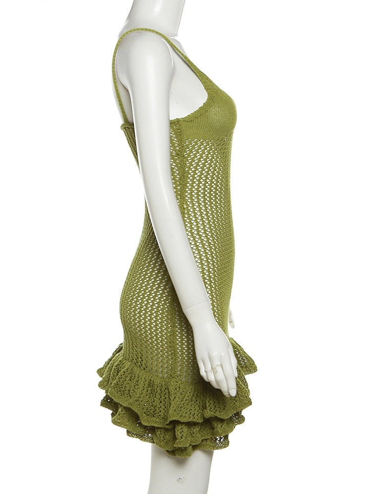 olivia crochet mini dress Tomoko crocheted cotton-blend mini dress - orange
