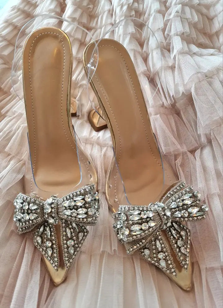 Crystal Sequined Bowknot Pump