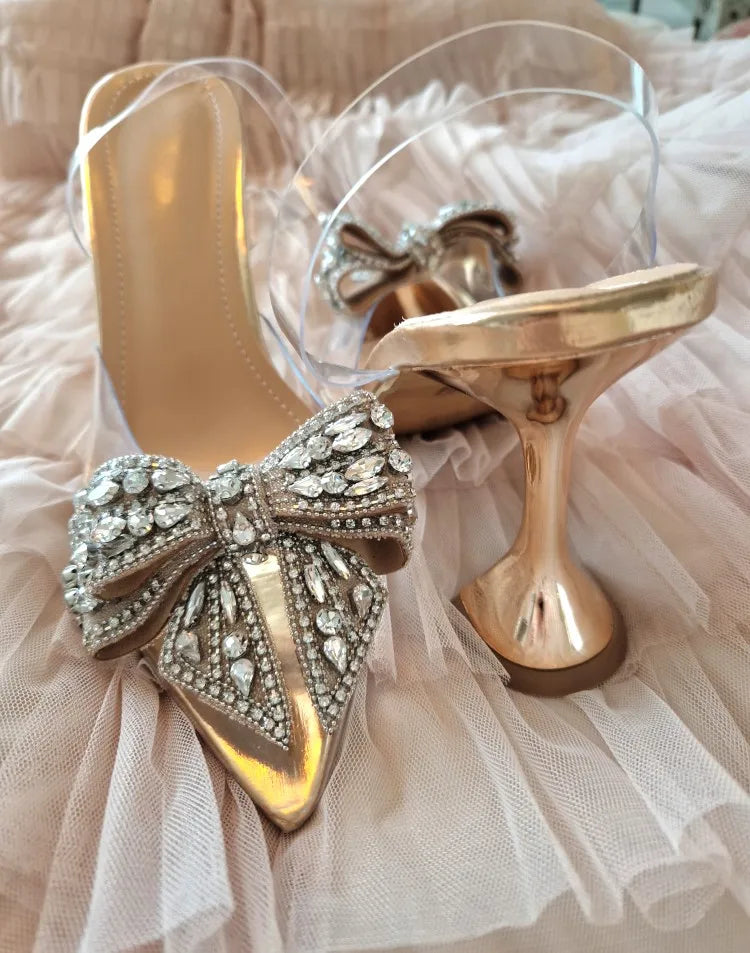 Crystal Sequined Bowknot Pump
