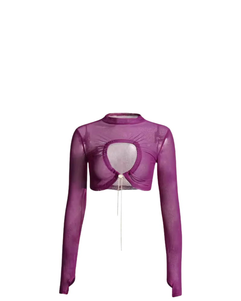 Violet Allure Sheer Mesh Top