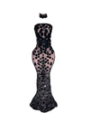 Celeste Sheer Sequin & Pearl Gown