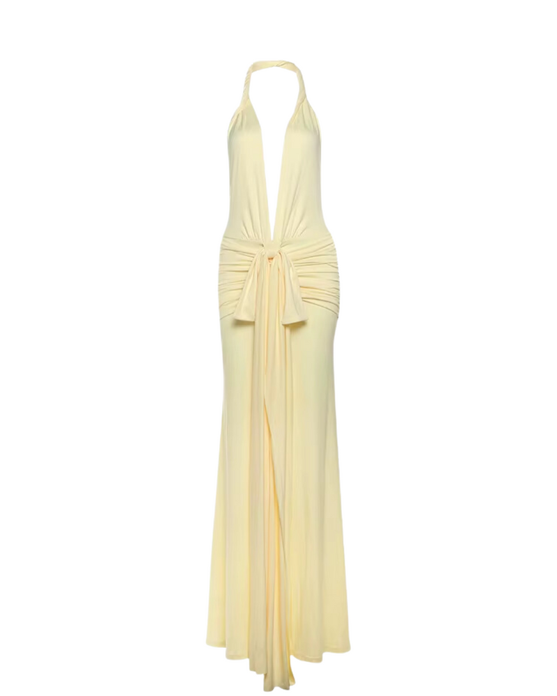 Santorini Twisted Halter Maxi