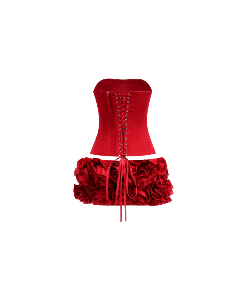 Lace Back Rosette Two Piece