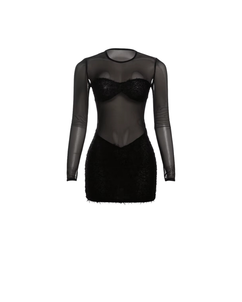 Sheer Mesh Furry Trim Mini