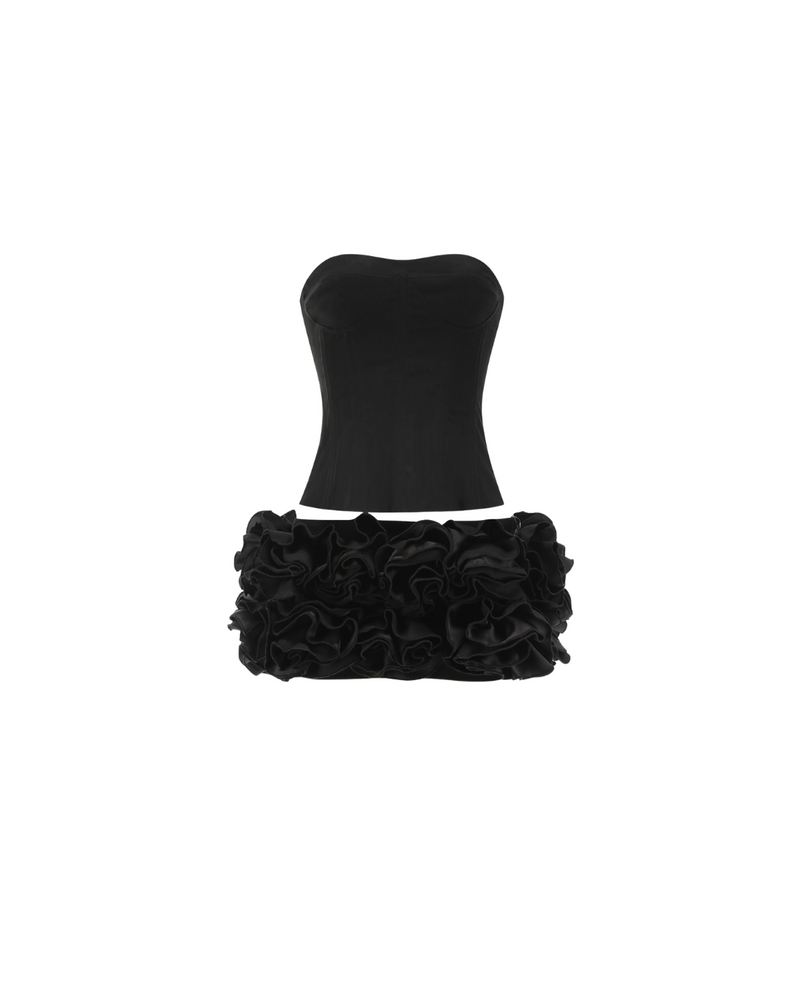 Lace Back Rosette Two Piece - Black
