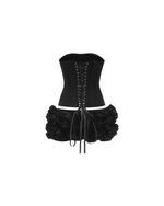 Lace Back Rosette Two Piece - Black