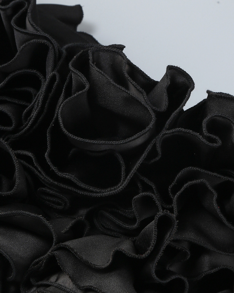 Lace Back Rosette Two Piece - Black