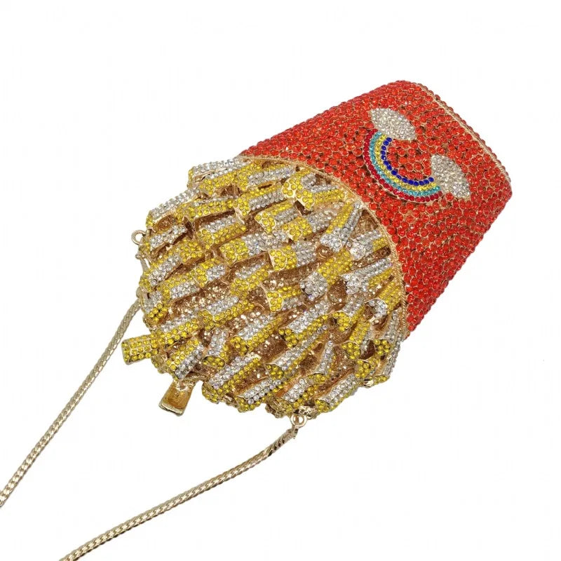 French Fry Shaped Rhinestone Clutch