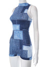 City Gal Denim Print Romper