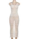 Mariah Mesh Panelled Backless Knit Maxi Dress