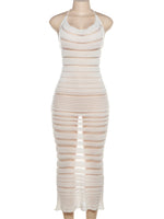 Mariah Mesh Panelled Backless Knit Maxi Dress