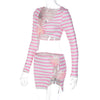 Candy Striped Print Skirt Set