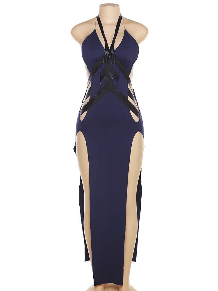 Strapped In Halter Side Split Dress