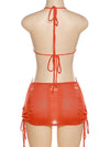 Distressed Crochet Halter Mini Dress