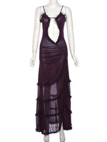 Laila Maxi Dress With Ruffle Bottom - Purple