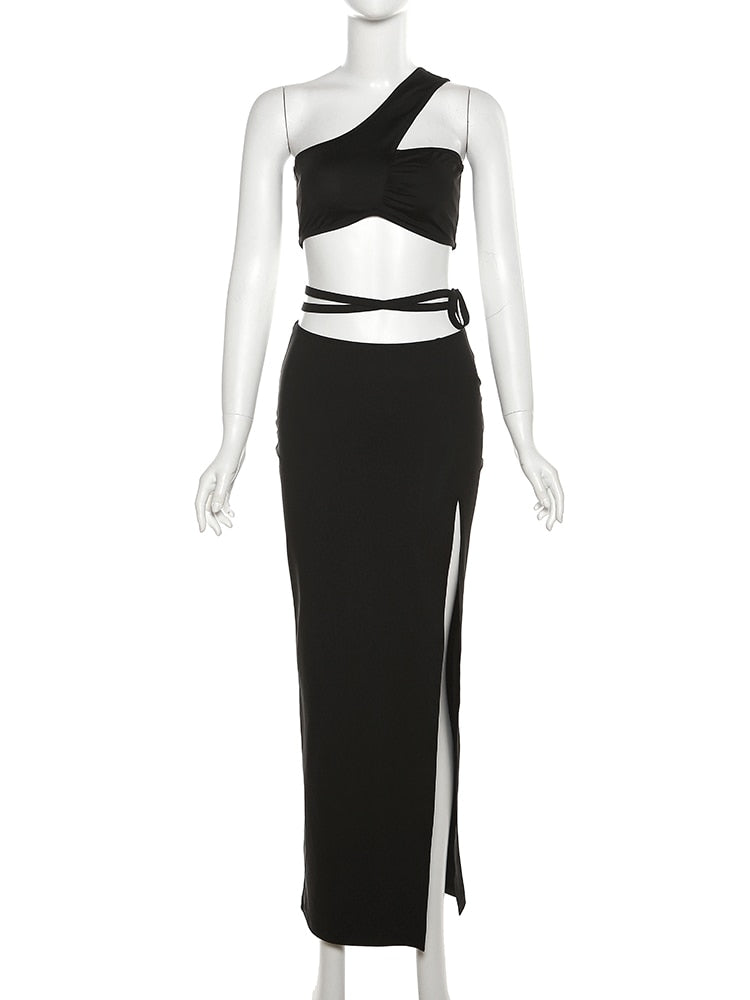 Noir Tie Up Two Piece Set