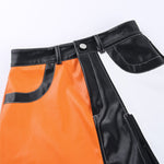 Faux Leather Color-block Skirt