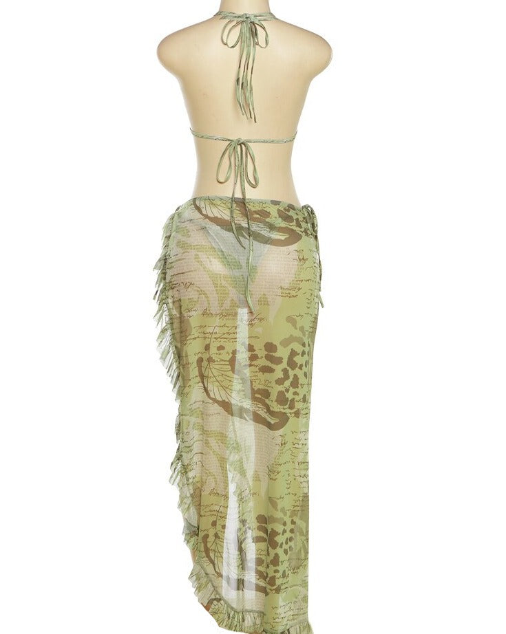 Miya Three Piece Printed Bikini Skirt Set