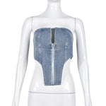 Andie Denim Strapless Crop Top