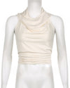 Hooded Backless Tie Waist Cropped Tank
