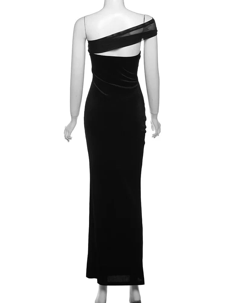 Diana Diagonal Collar Maxi Dress