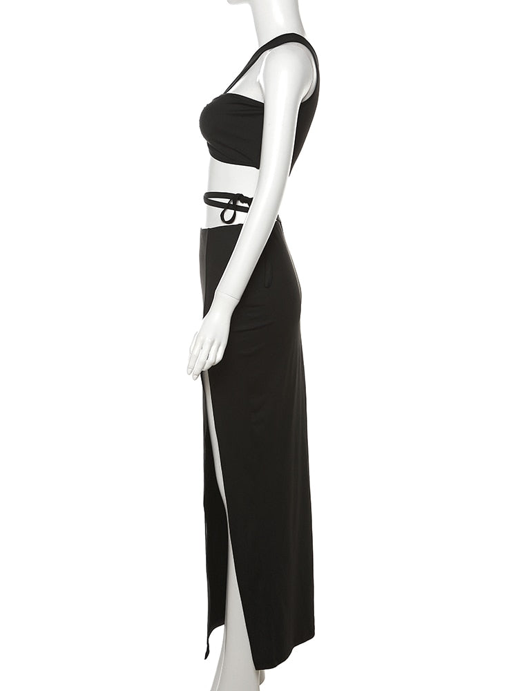 Noir Tie Up Two Piece Set