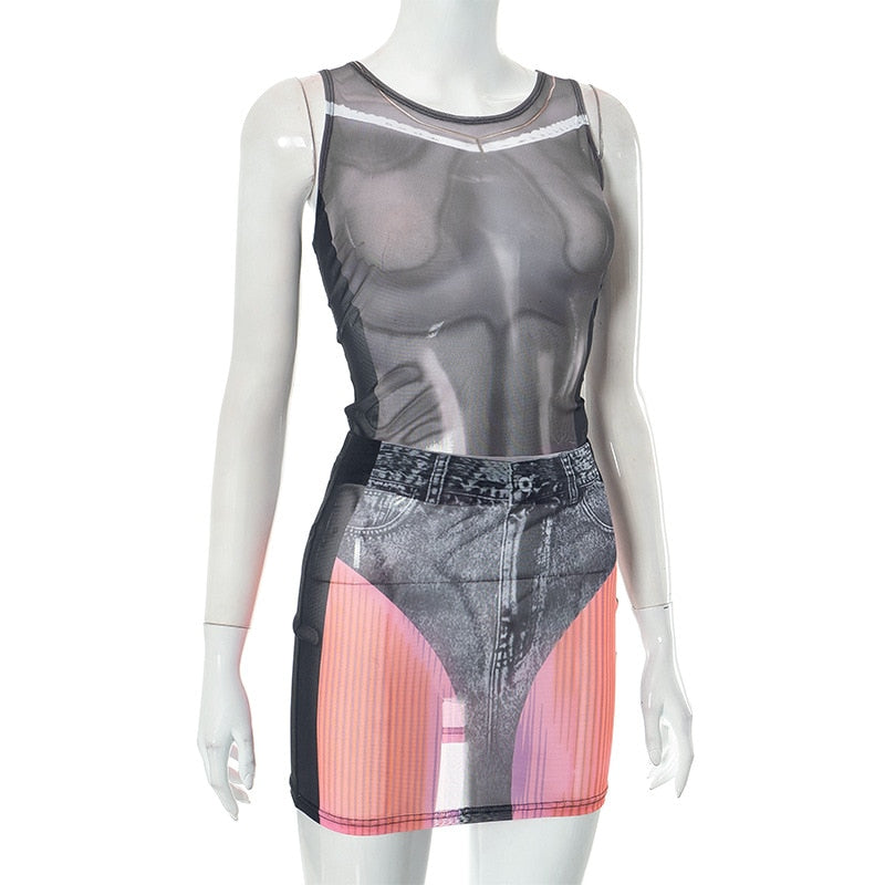 Nora Illusion Mesh Two Piece