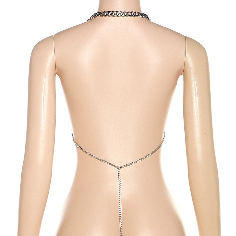 Chain Reaction Halter Backless Tank