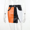 Faux Leather Color-block Skirt