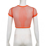 Short Sleeve Mesh Cropped Tee