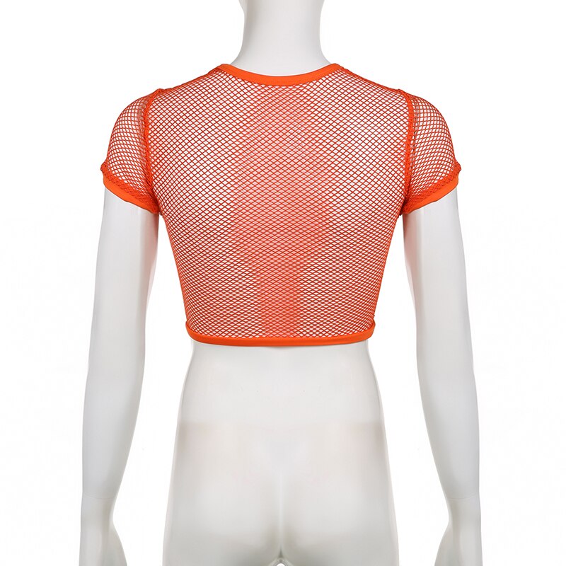 Short Sleeve Mesh Cropped Tee