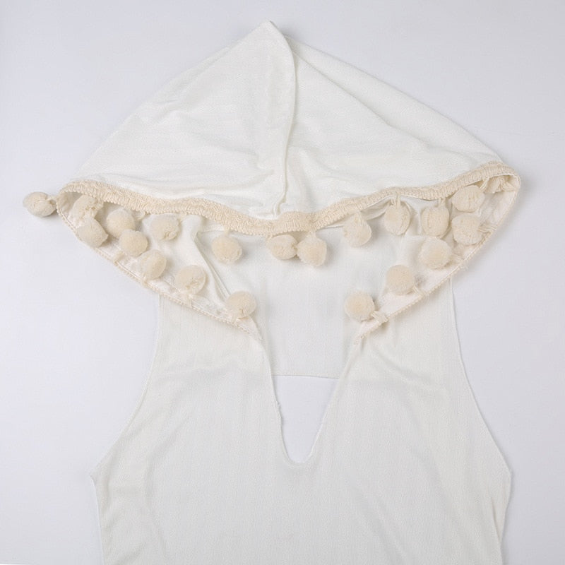 Hooded Pom Pom Maxi