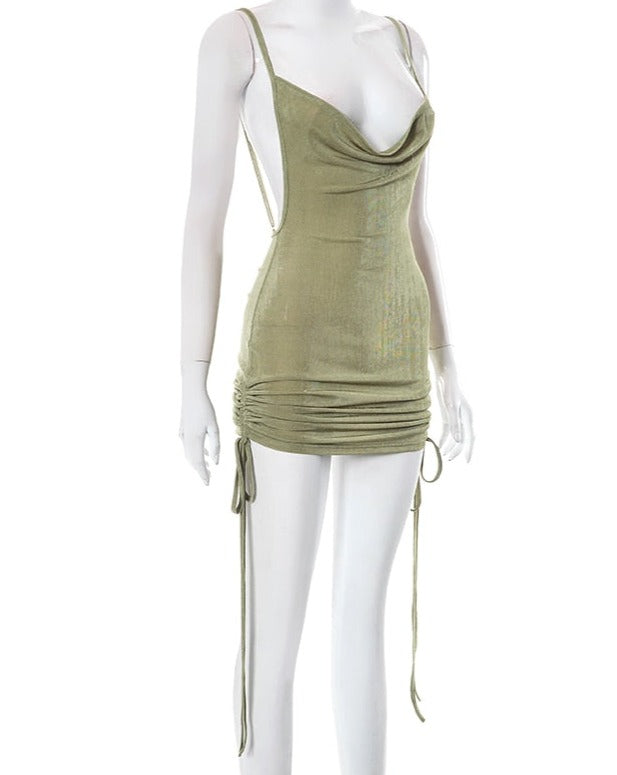 Olive Backless Mini Dress