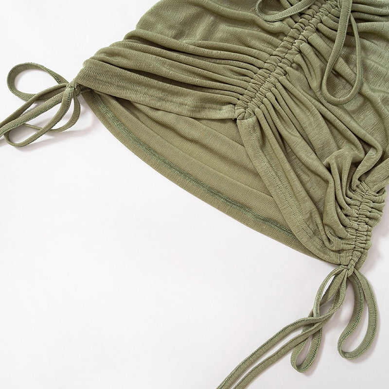 Olive Backless Mini Dress