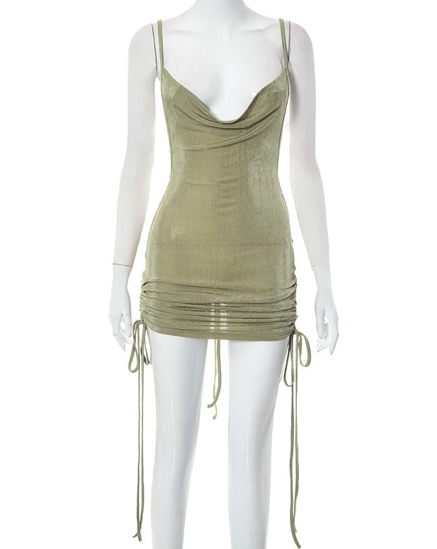 Olive Backless Mini Dress