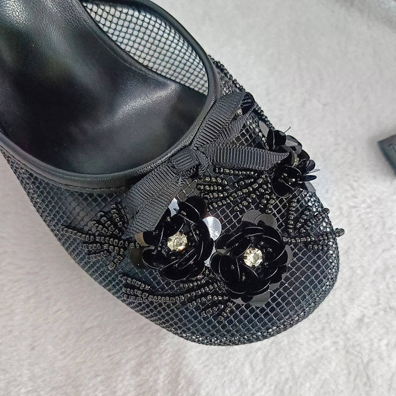 Fiorella Beaded Mesh Heel