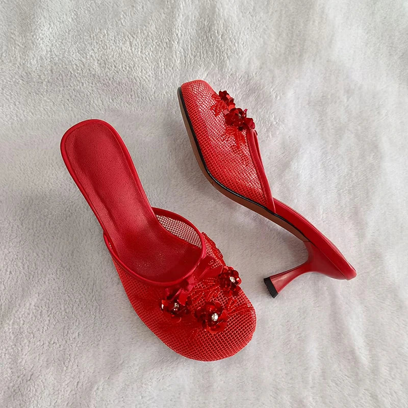 Fiorella Beaded Mesh Heel
