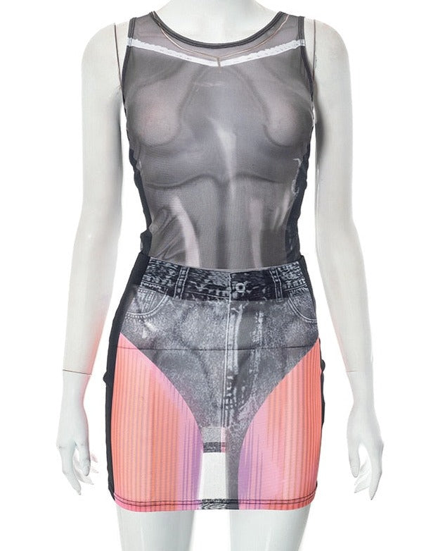 Nora Illusion Mesh Two Piece