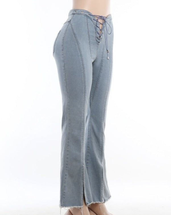 Karina Split Denim Flare Pant