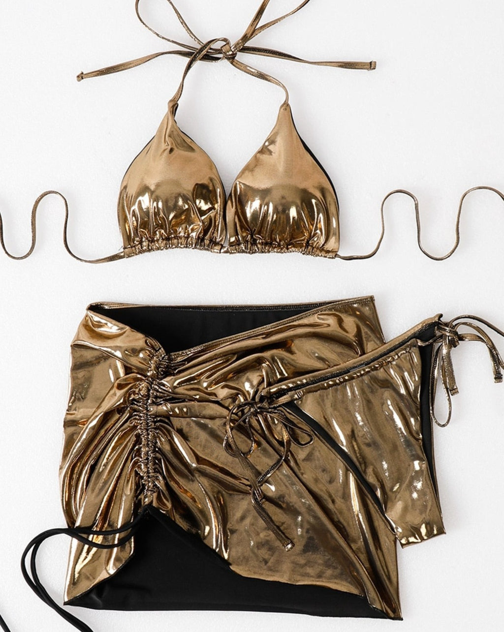 Glossy Three Piece Swim Set