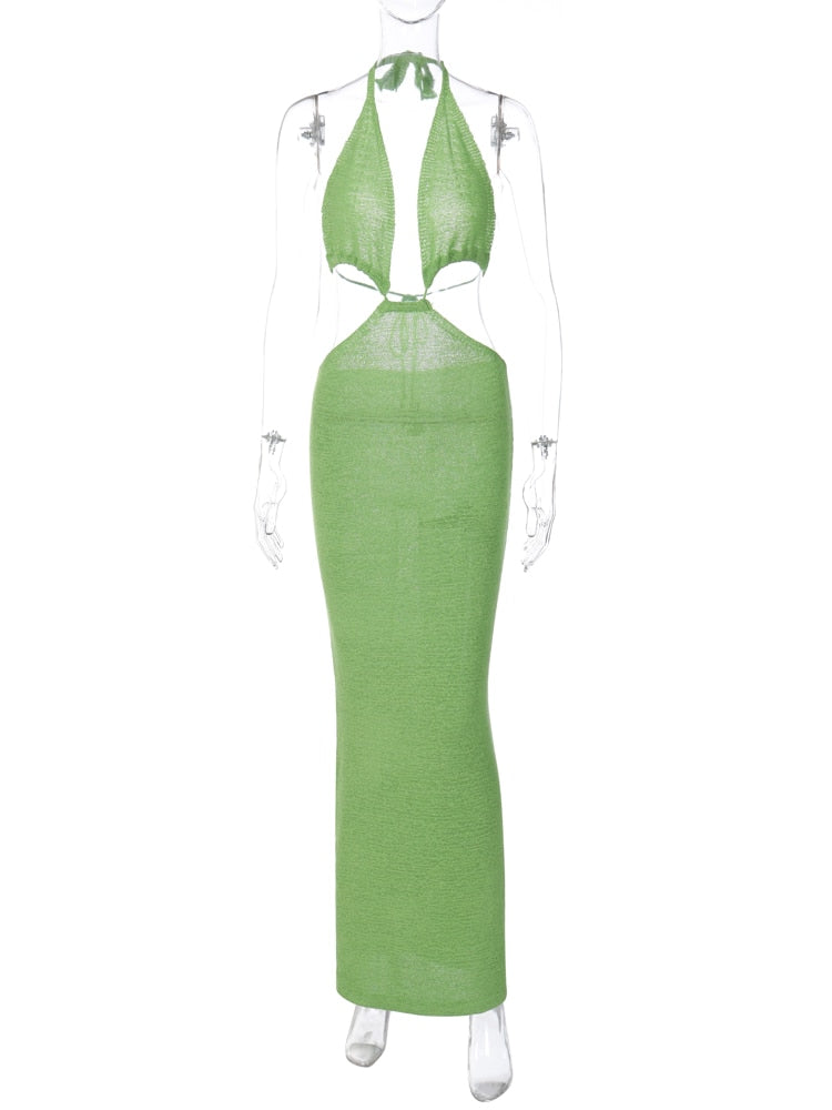 Island Baddie Halter Maxi Dress