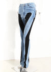 Paneled High Waist Denim Jeans