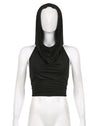 Hooded Backless Tie Waist Cropped Tank