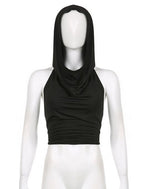 Hooded Backless Tie Waist Cropped Tank