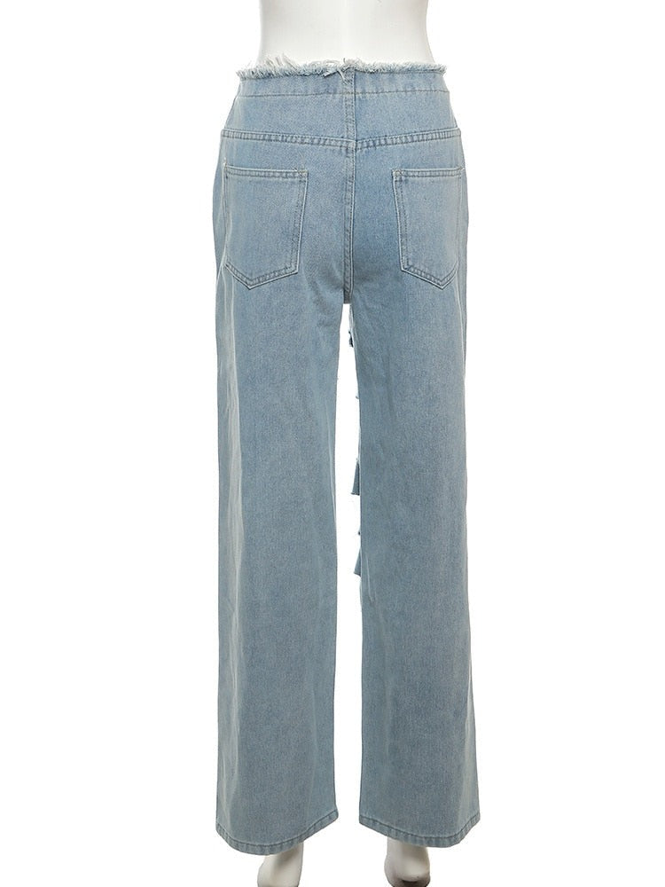 Halle Distressed Denim Boyfriend Jeans