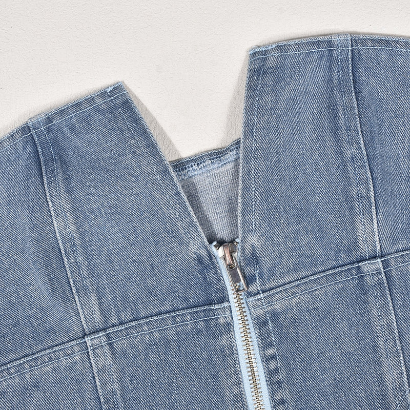 Andie Denim Strapless Crop Top