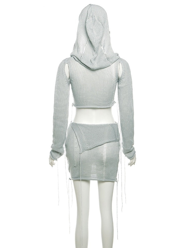 Long Sleeve Knit Hooded Set