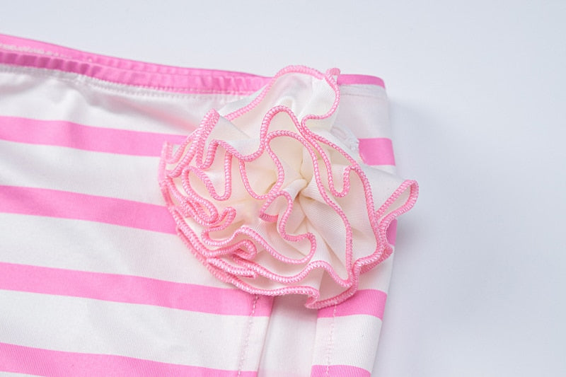 Candy Striped Print Skirt Set