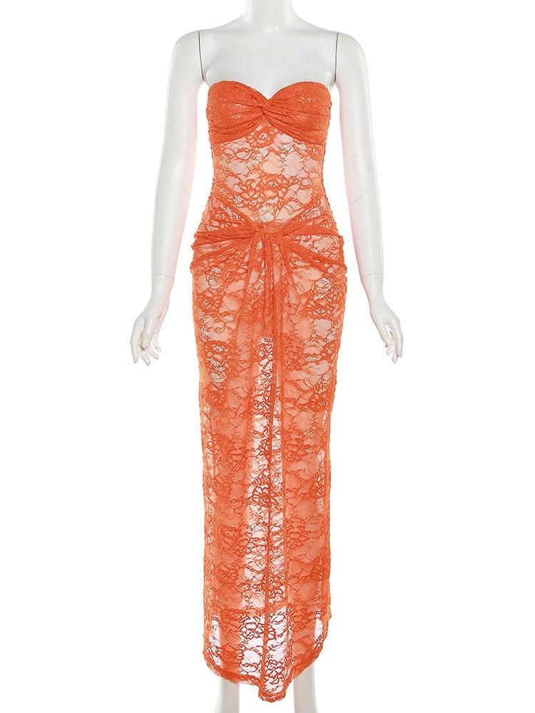 Tangerine Lace Dress