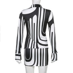 Contrast Swirl Skirt Set